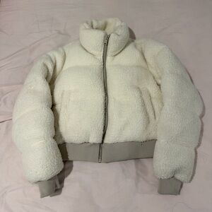 Cream Sherpa Puffer Jacket